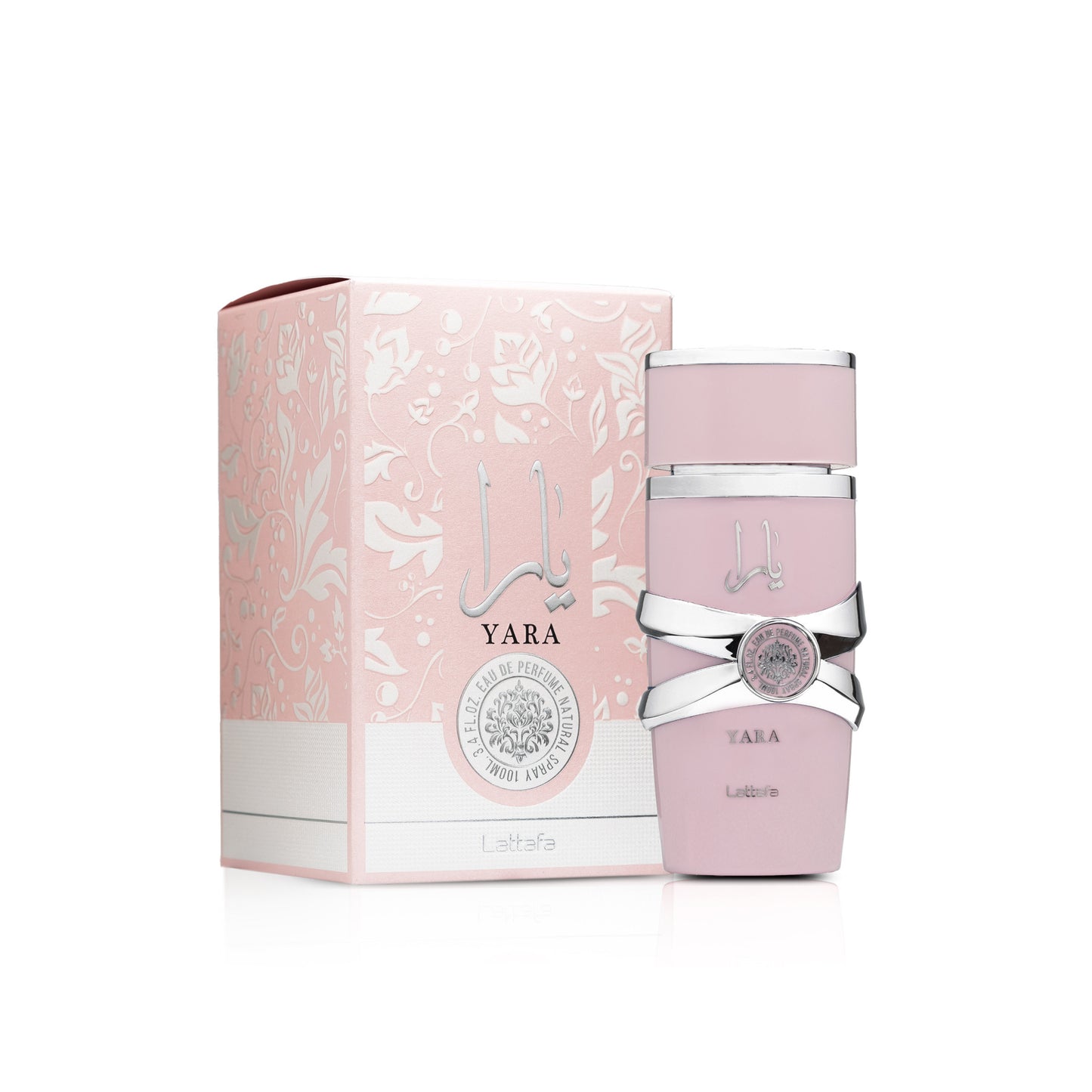 Lattafa Yara for Women Eau de Parfum 100ml bottle, a sweet and floral fragrance with notes of vanilla, floral notes, and a warm, sensual aroma.