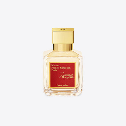 Baccarat Rouge 540 Eau de Parfum 70mL bottle, a luxurious fragrance with notes of amberwood, saffron, jasmine, and cedarwood.